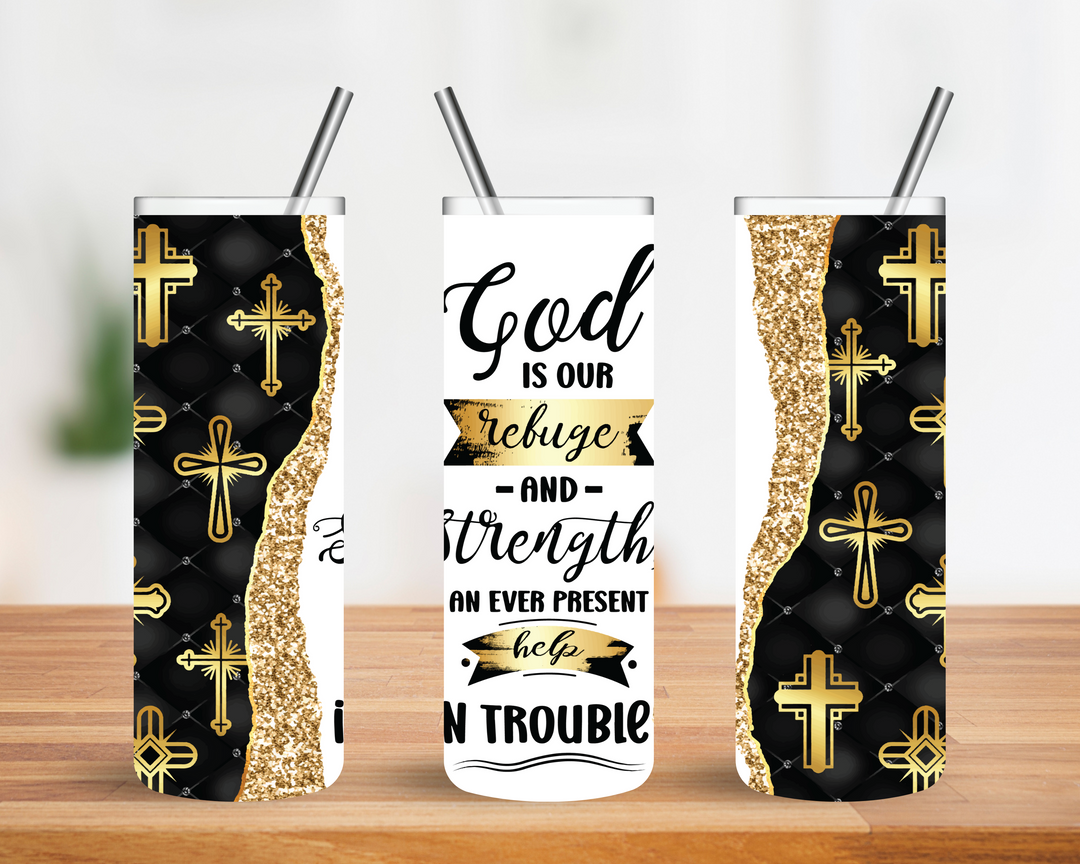 God is Our Refuge - Black and Gold Marble
